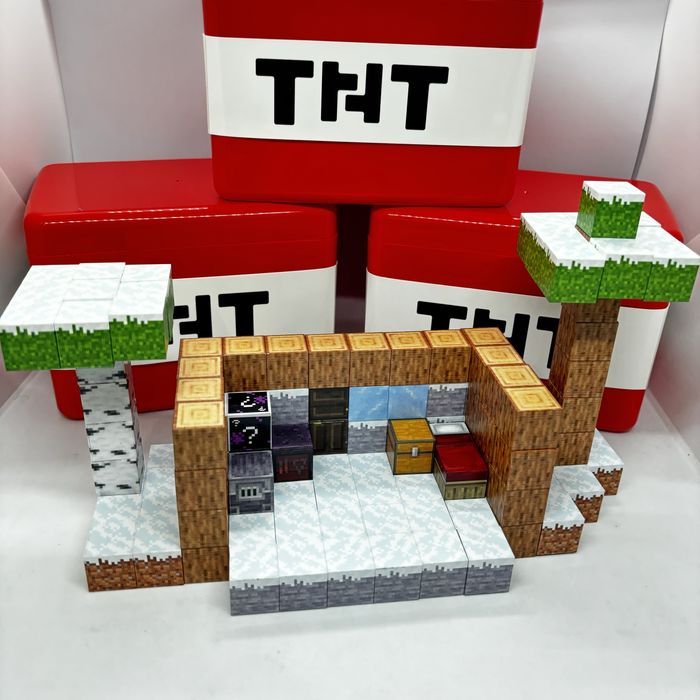 128шт+4 Набір Конструктор магнітний майнкрафт подарунковий бокс тнт