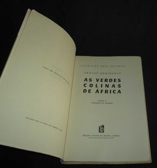 Livro As Verdes Colinas de África Ernest Hemingway Dois Mundos