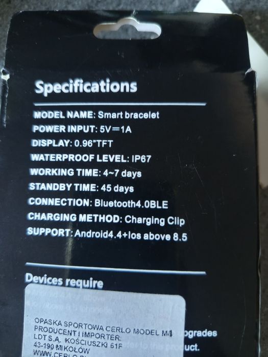 Smartwatch opaska sportowa