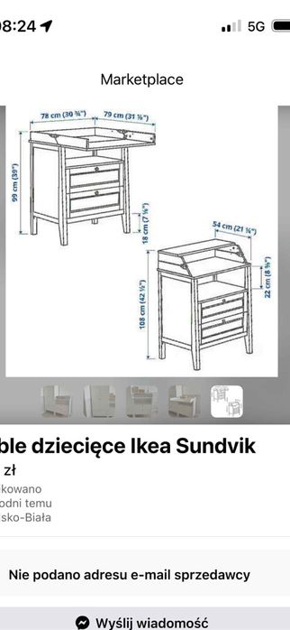 Sprzedam meble dla dziecka komoda szafa i łóżeczko