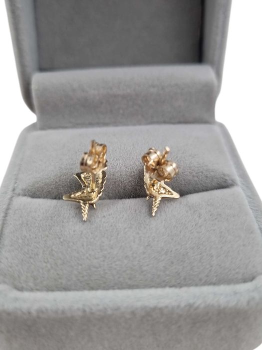 Złote kolczyki jednorożec p585 – żółte i białe złoto