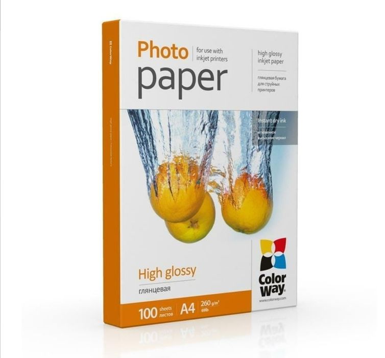 Фотопапір ColorWay глянцевий 260г/м2 A4 100 арк
