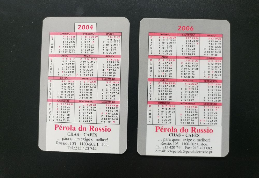 Conjunto de 2 calendários da marca de cafés Pérola do Rossio