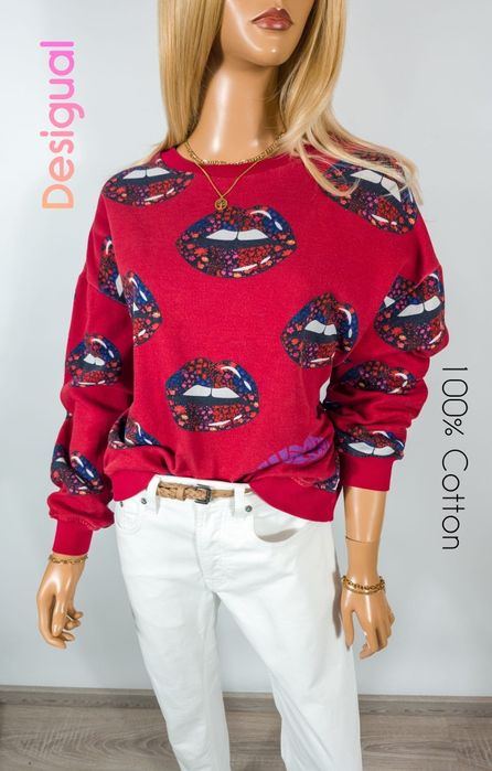 Czerwona bluza Desigual z artystycznym printem – Xl/2xl/3xl