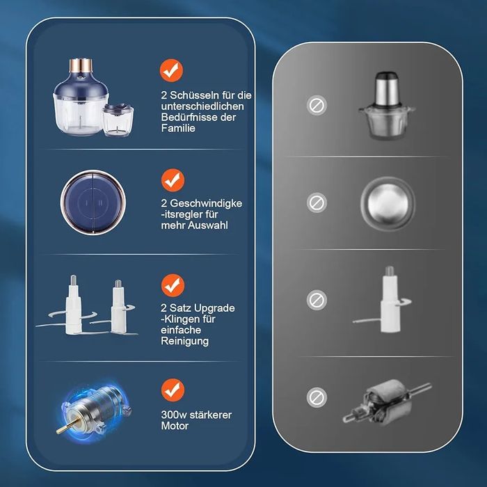 Elektryczny blender rozdrabniacz Bear 0,6 l + 2 l, 2 poziomy prędkości
