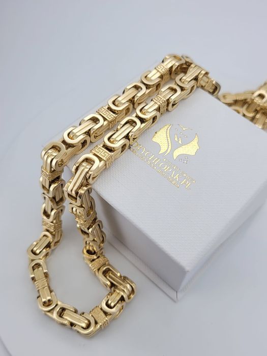 Piękny łańcuszek 14k 585 Królewski Bizantyjski Excellent cc097yw K