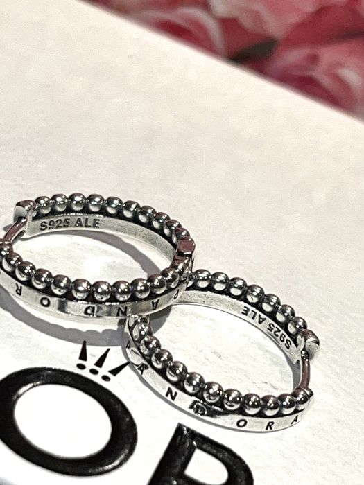 Pandora kolczyki kółka z koralikami srebro 925 pierścionek