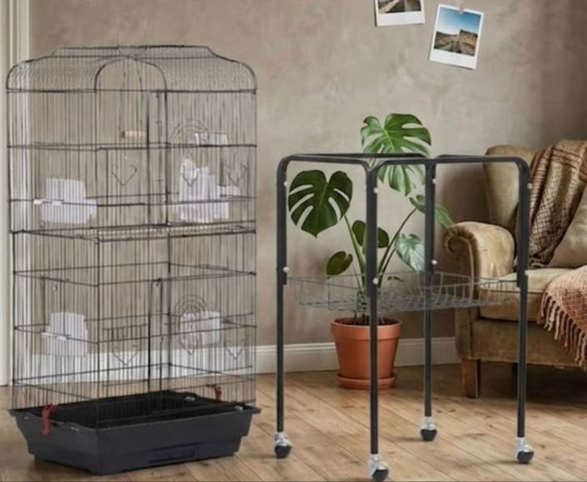 Gaiola Grande para Aves com Suporte e Rodas 46x35,3x157,6cm abre por cima