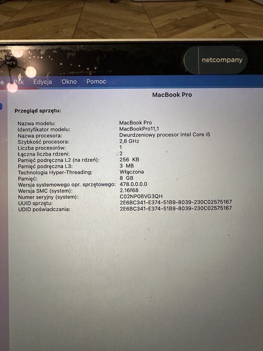 MacBook Pro Apple, (Retina, 13-calowy, połowa 2014 r.)
