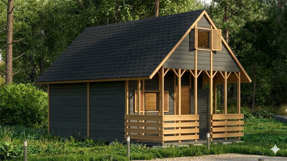 Domek Letniskowy Drewniany Całoroczny 5m/5m 15mm