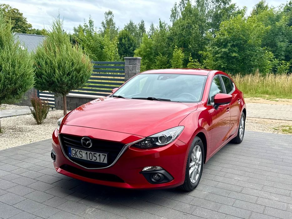 Mazda 3 2015, 1.5 benzyna, czerwona perła, navi, alu, oryginał przebieg