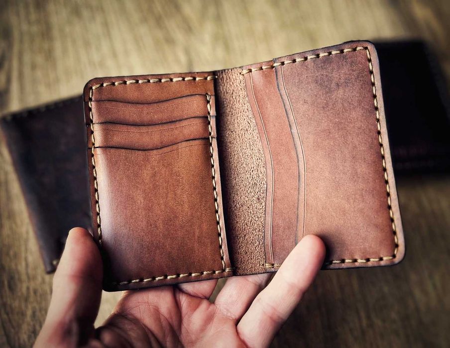 Ręcznie wykonany portfel ze skóry naturalnej minimalistyczny handmade