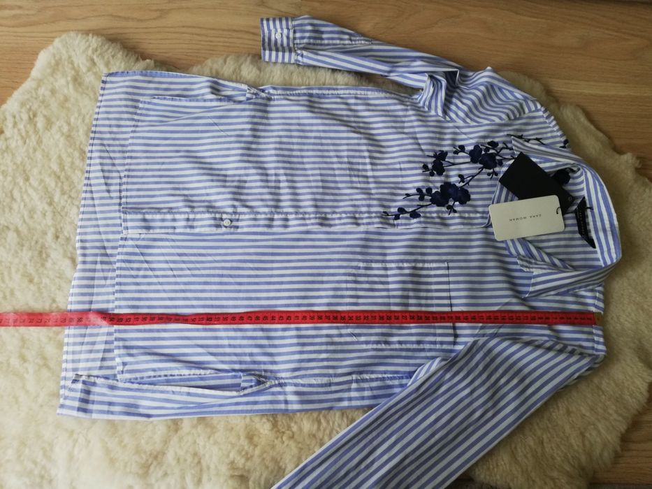 Koszula biało niebieska w paski z haftem Zara woman r. 36 S