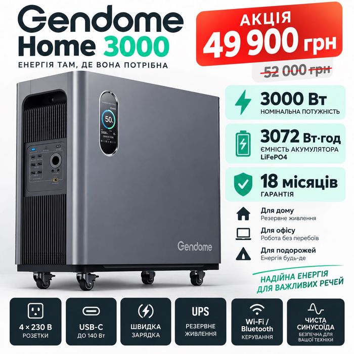 49 900 грн АКЦІЯ !!! Gendome Home 3000 — нова зарядна станція | Заводська упаковка | Гарантія!  в наявності велика кількість !  Роздріб та ОПТ