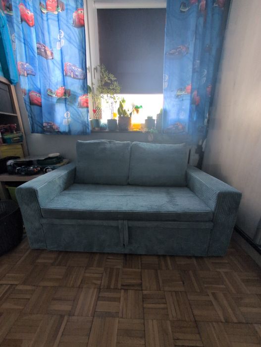 Sofa rozkładana z funkcją spania, sztruksowa