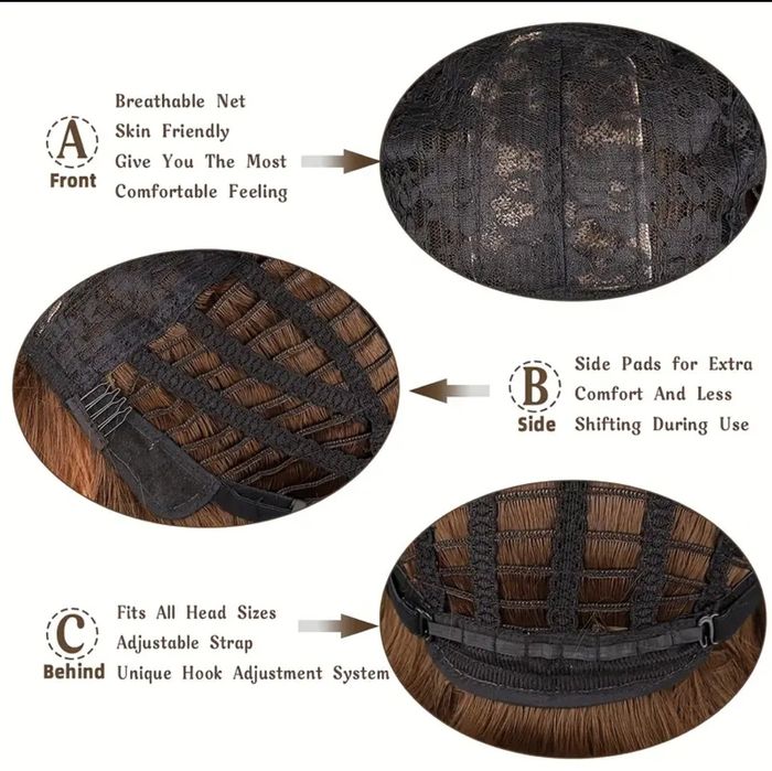 Peruka 30cm maroon oscurio