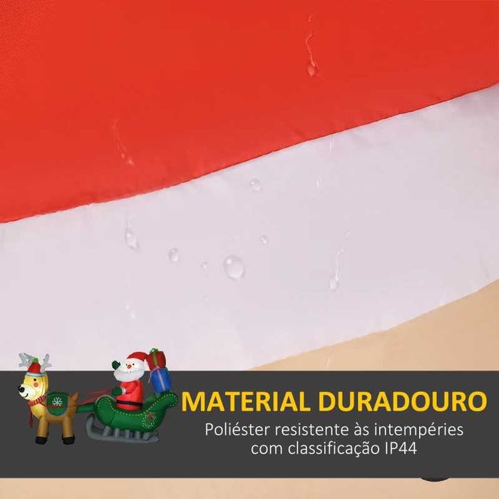 Decoração Insuflável de Pai Natal com Trenó 2 Renas (inclui Luzes LED)