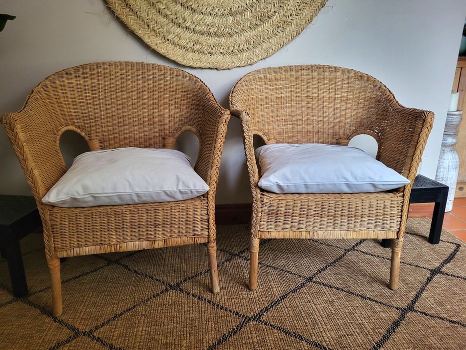 2 cadeiroes, poltrona, verga, rattan, rustico