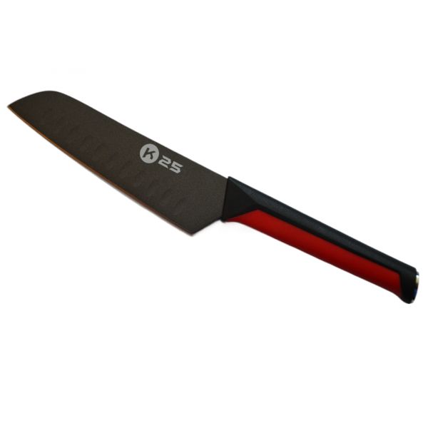 Nóż kuchenny K25 Santoku Titanium Coated - Black/Red