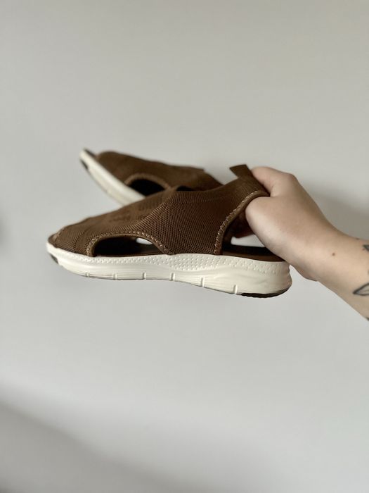Buty sandały elastyczne wygodne piankowe brązowe na lato