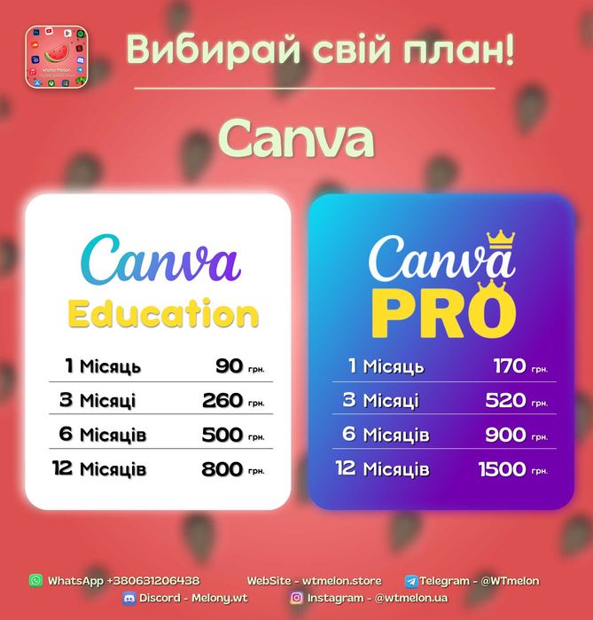 Canva Pro, Educational, Канва про, Шкільна VPN, Duolingo Super Max