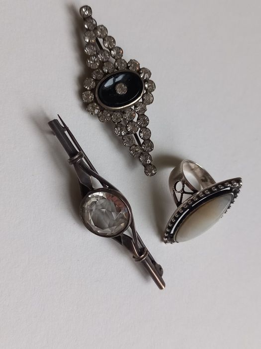 Кольца и брошь серебро 875проба звезда