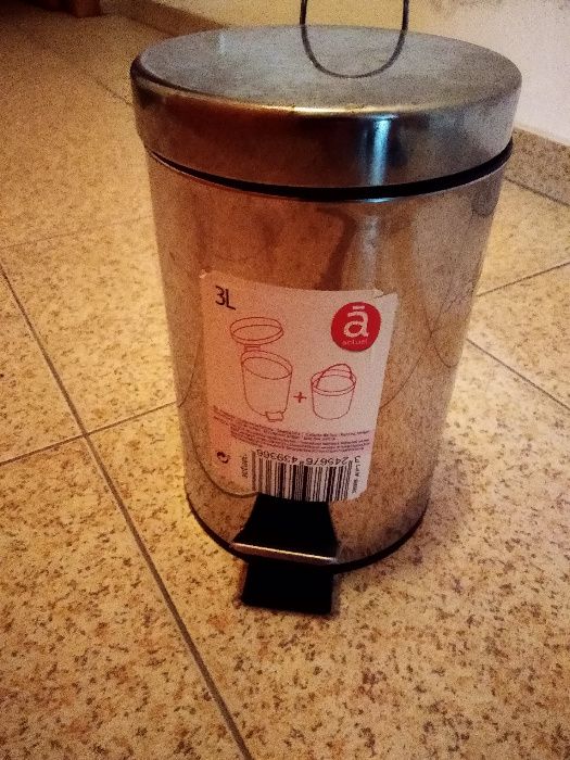Balde lixo inox cromado wc como novo 3Litros