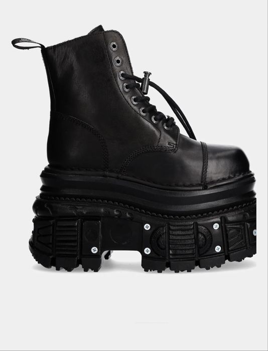 Шкіряні черевики new rock crust negro + tank negro tornillos e-34