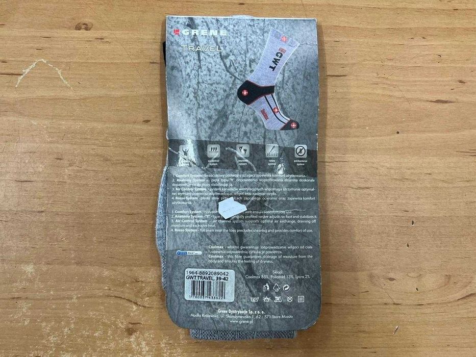 Skarpety GRENE GWT ciepłe szare trekking w góry rozmiar 39-42