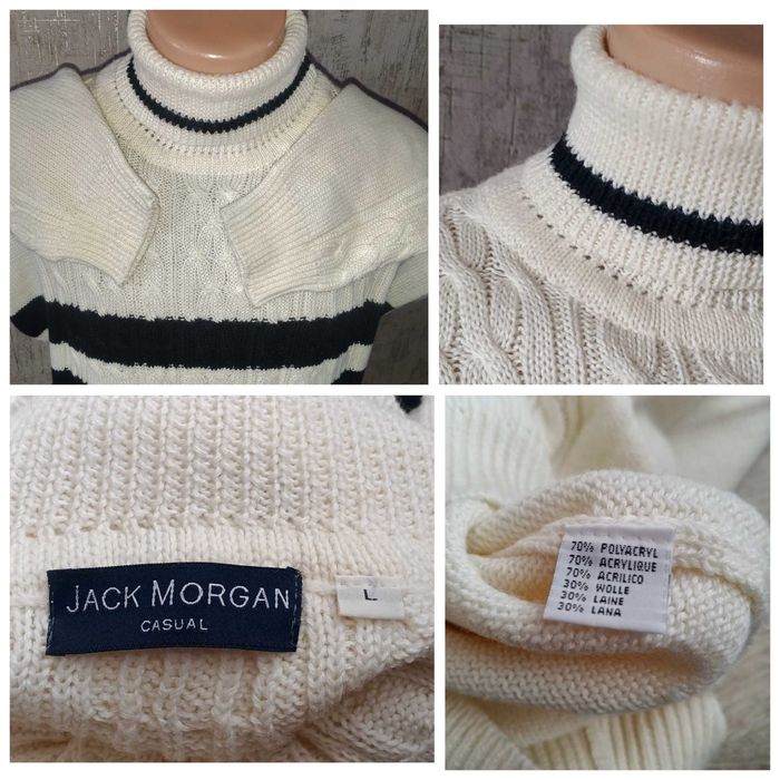 L/XL Светр чоловічий шерсть вязаний Jack Morgan Casual вовна коси