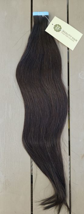 Włosy Tape On 1B bardzo ciemny brąz 55/57 cm 50 g – nowe