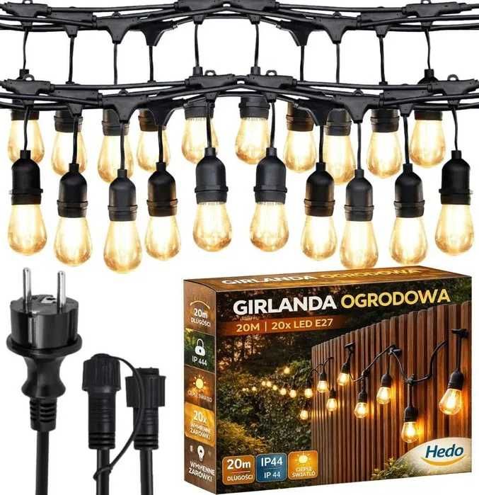 Girlanda Ogrodowa Świetlna 10M 10X Żarówka LED Sieciowa Wodoszczelna