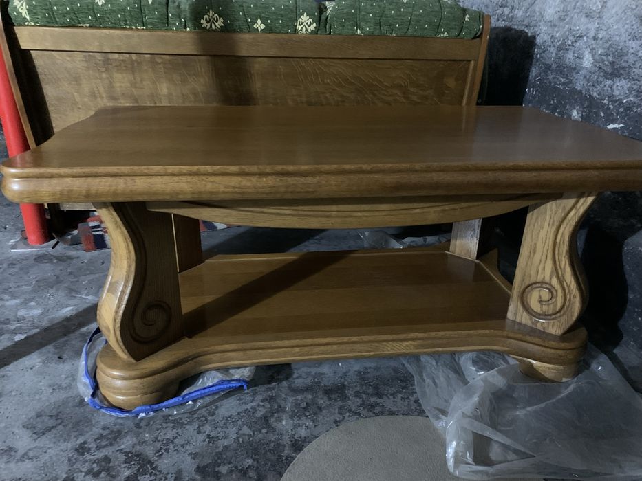 Ława drewniana dębowa 139x72x59cmm bardzo masywna i stabilna
