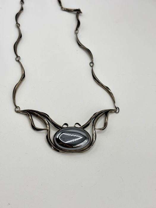 Srebrna kolia naszyjnik z hematytem