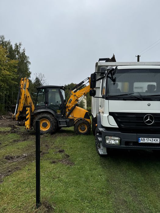 Послуги екскаватора-навантажувача JCB 3CX, самоскид Mercedes Axor 20