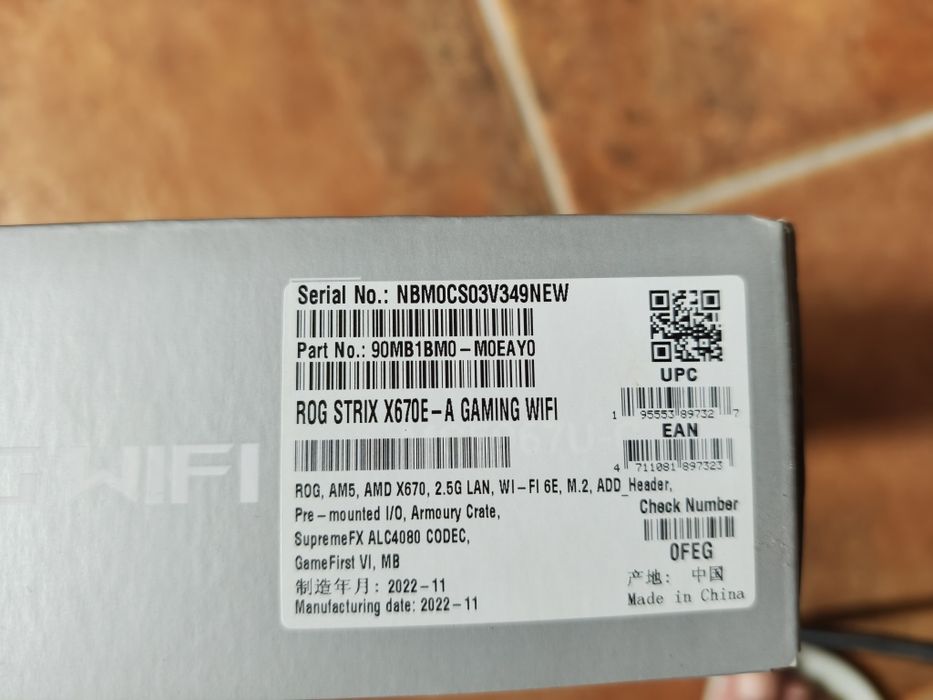 Asus Rog Strix X670E-A Gaming Wifi