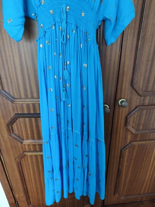 Vestido maxi turquesa