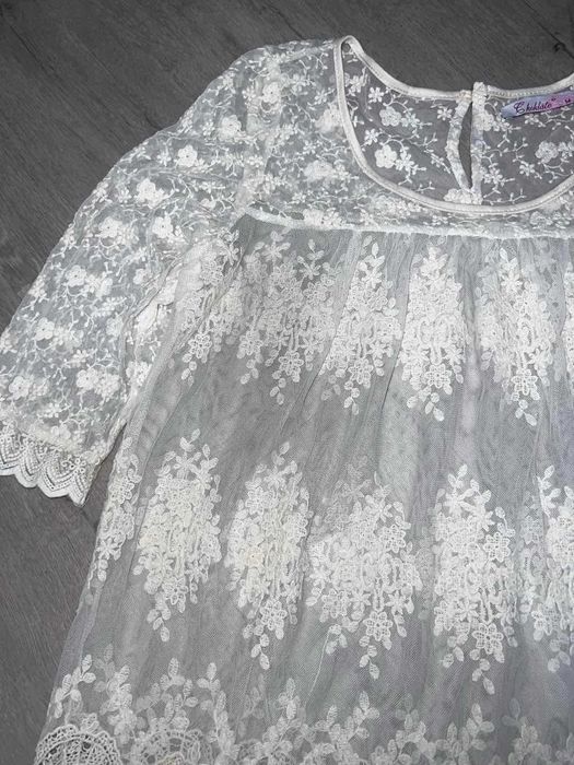 Біла мереживна туніка пляж, розмір M-L