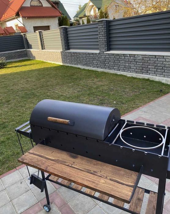 Пересувний мангал гриль з кришкою для барбекю метал 5 мм ПОСИЛЕНИЙ