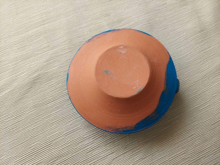 Castiçal de barro azul