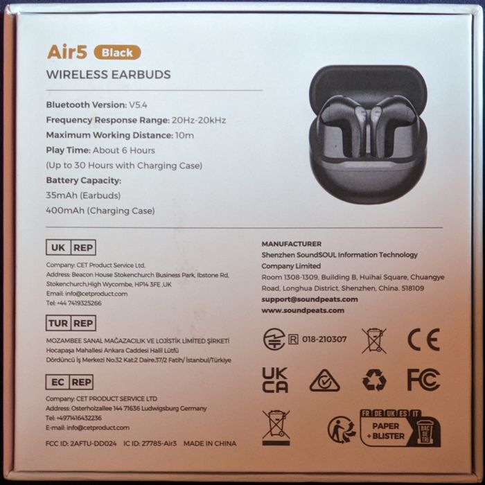 SoundPEATS Air 5 black ANC беспроводные наушники aptx adaptive