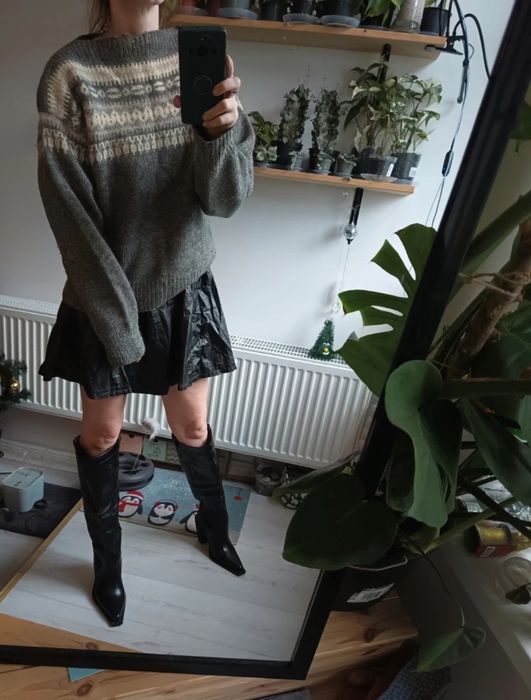 Sweter wełniany gruby szary, 100% wełna