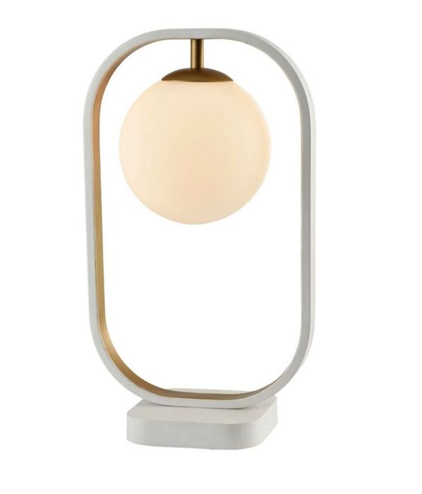 Candeeiro de Mesa Avola Branco com Dourado