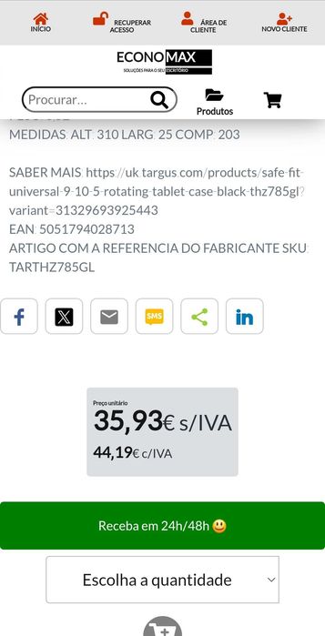 Capa/suporte para tablets de 9" até 10.5"