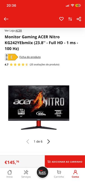 Monitor Gaming ACER Nitro 100Hz