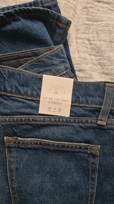 Jeansy Zara straight low waist 36