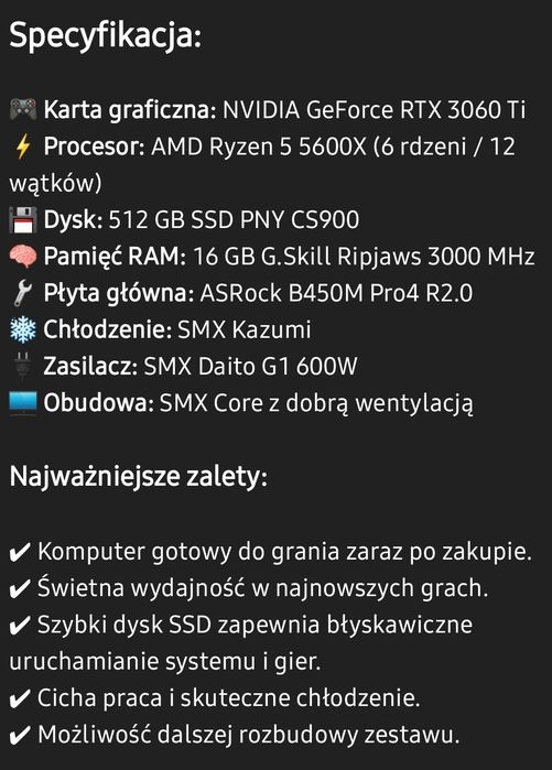 OKAZJA-Komputer Gamingowy RYZEN/RTX/16GB/500GB