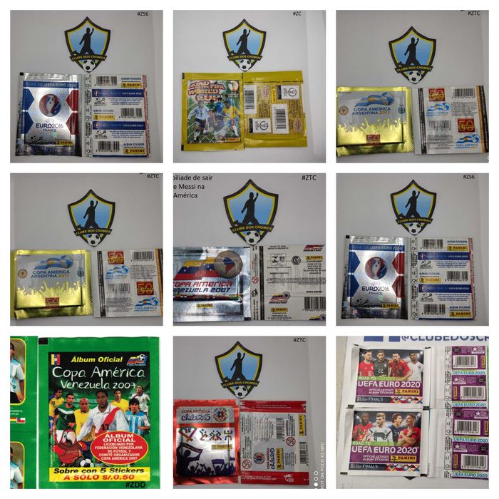 Saquetas carteirinhas pacotes cromos Mundial Euro Portugal Panini