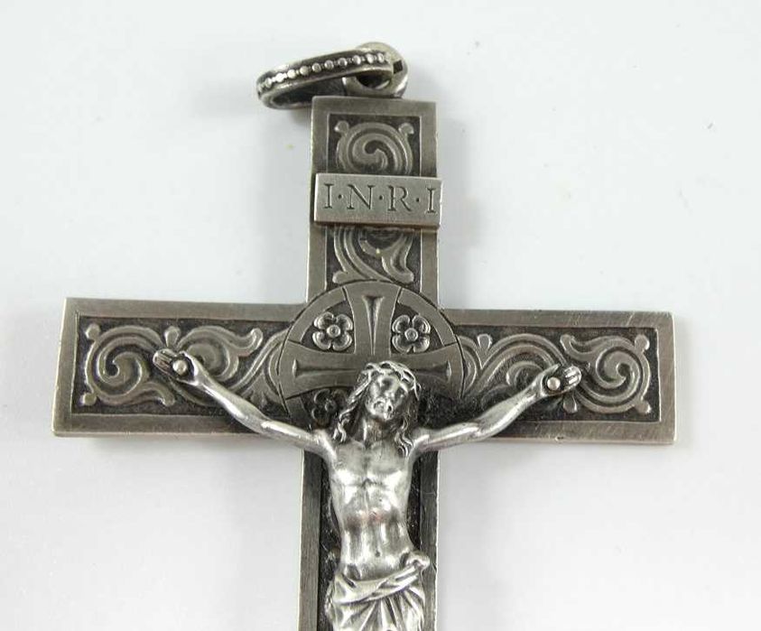 UNIKAT SREBRO pektorał KRZYŻ krzyżyk krucyfiks 9,2 cm 31,6 gram JEZUS