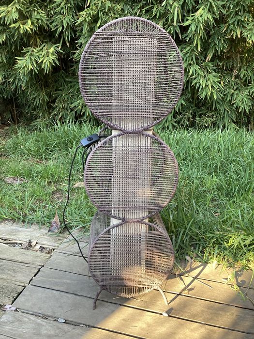 Candeeiro de cordão, com interior em tecido de 2 lampadas